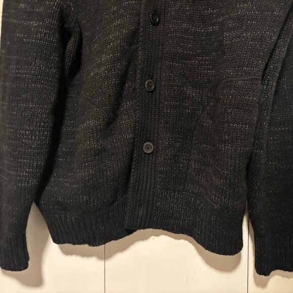 Vince Marled Charcoal Heavy Knit Black Wool Stand Collar Cardigan -XL - Picture 5 of 14